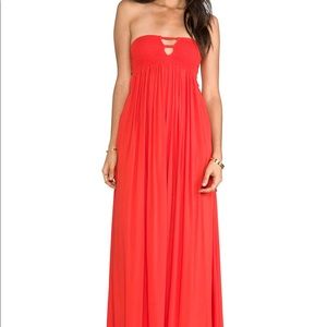 Indah Strapless Dress in Orange Papaya xs